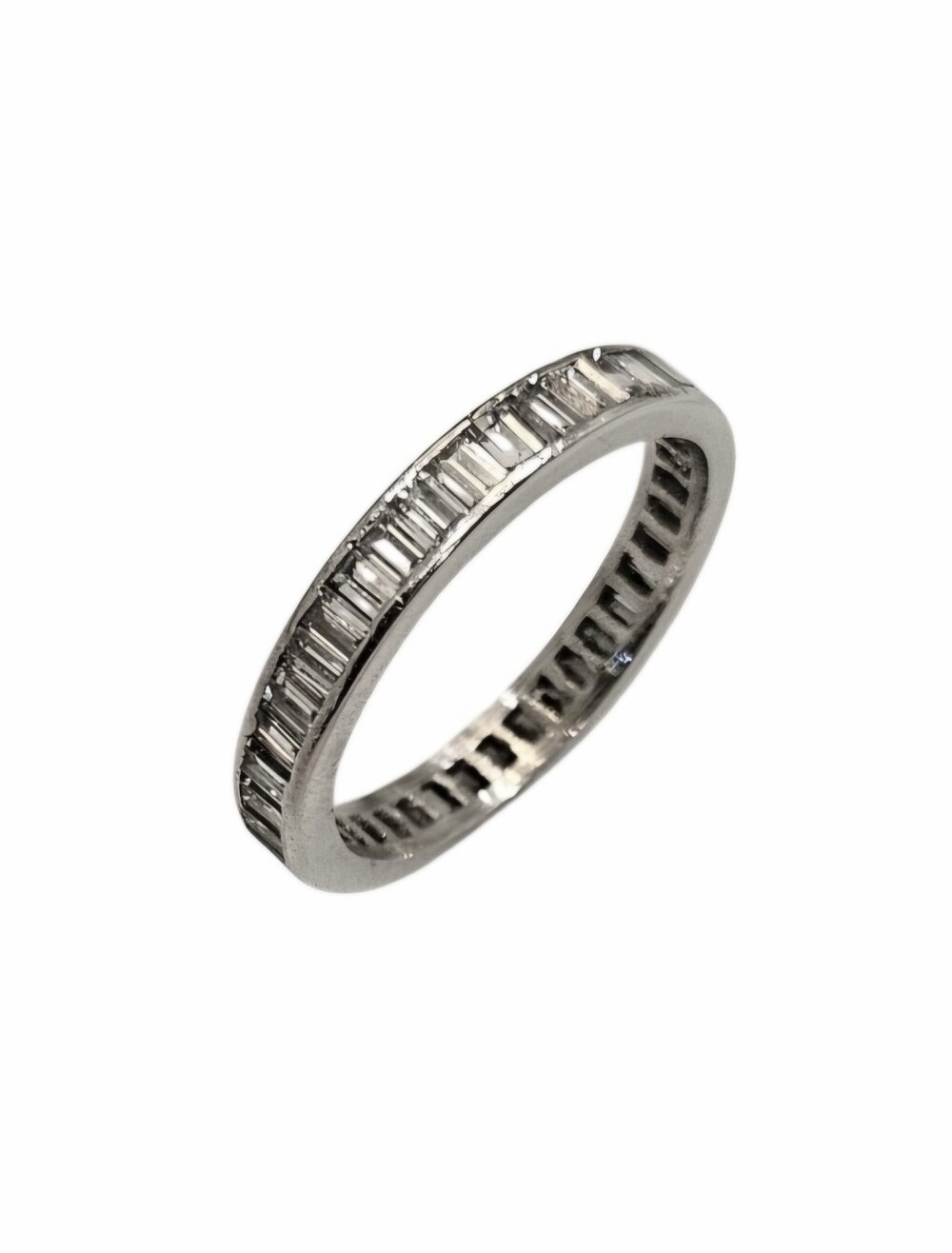 Platinum Channel-Set Baguette Diamond Full Eternity Band (0.85 TCW) Size 5